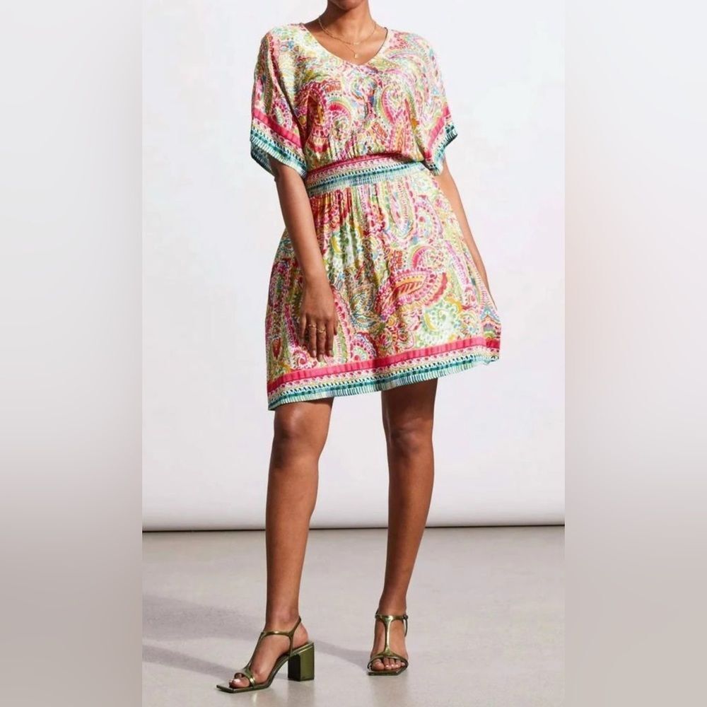 Tribal Pink and Green Mini Dress Vibrant Style
